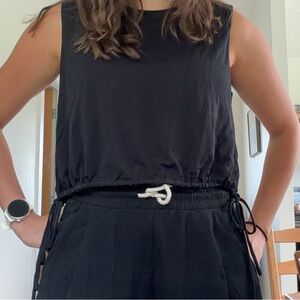 Womens Black Drawstring Tank Top